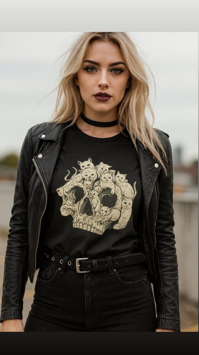 Camiseta Gatos Caveira